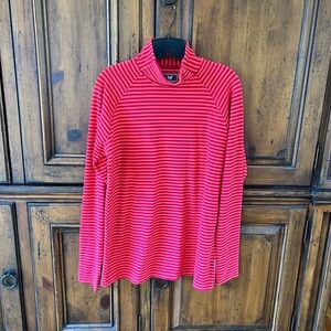 White Sierra Orange and Red Ribbed Long Sleeve Tee